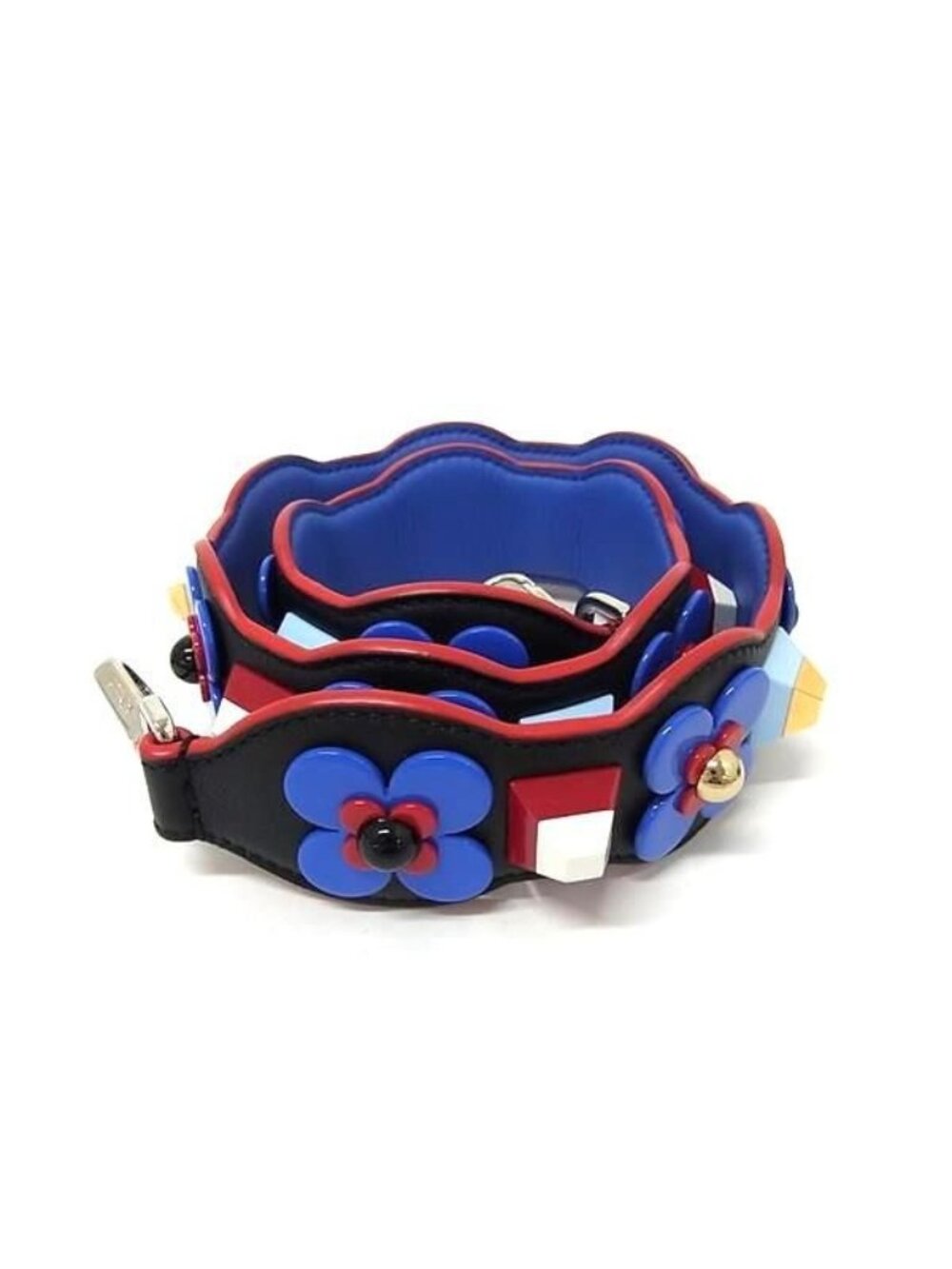 Fendi Strap You Leather Flower Bag Shoulder Black Blue